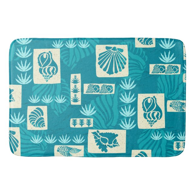 Kua Bay Hawaiian Undersea Shells Bathroom Mat (Front)