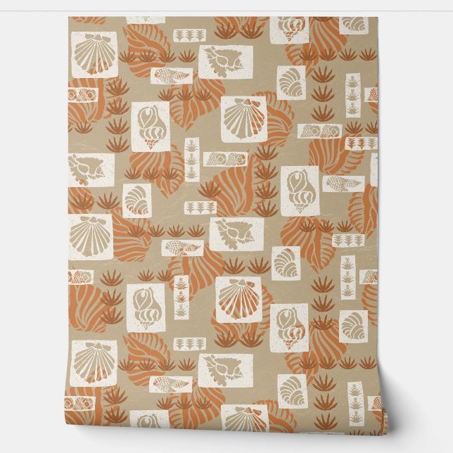 Kua Bay Hawaiian Undersea Shells - Khaki Wallpaper (Unrolling)