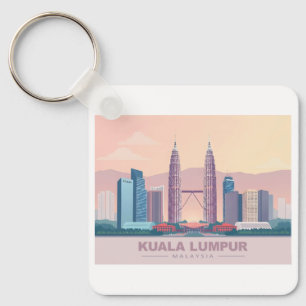 Kuala Lumpur Malaysia Pastel Travel Keychain