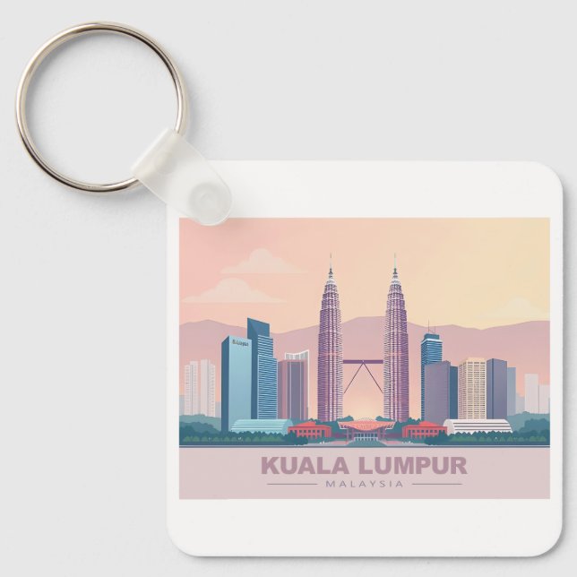 Kuala Lumpur Malaysia Pastel Travel Keychain (Front)