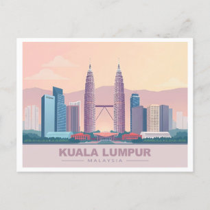 Kuala Lumpur Malaysia Pastel Travel Postcard