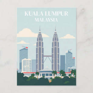 Kuala Lumpur Malaysia Petronas Towers Skyline City Postcard