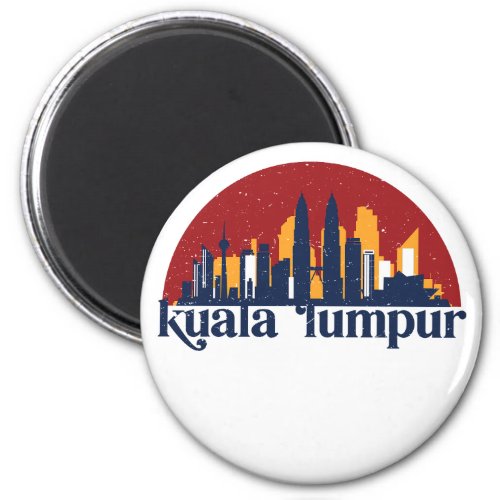 Kuala Lumpur Malaysia Retro City Skyline Cityscape Magnet