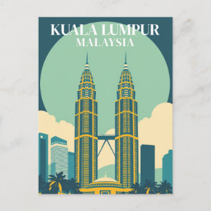 Kuala Lumpur Malaysia Retro Towers Cityscape Postcard