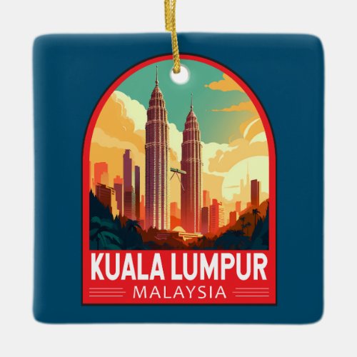 Kuala Lumpur Malaysia Travel Art Vintage Ceramic Ornament