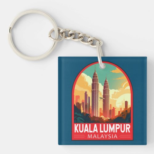 Kuala Lumpur Malaysia Travel Art Vintage Keychain