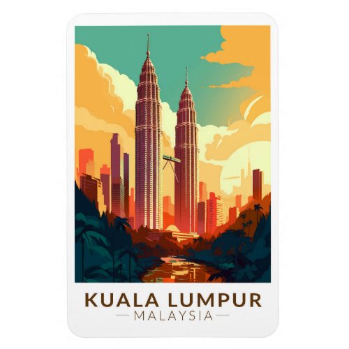 Kuala Lumpur Malaysia Travel Art Vintage Magnet