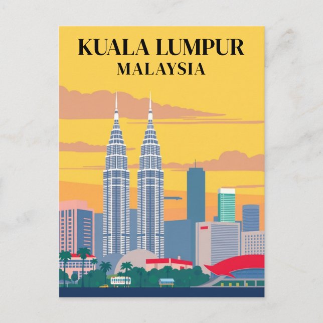 Kuala Lumpur Malaysia Vintage Towers Cityscape  Postcard (Front)