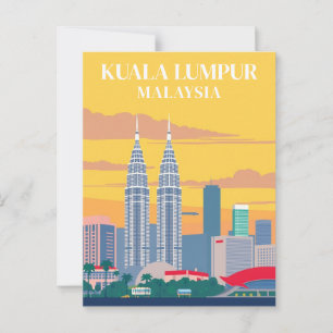 Kuala Lumpur Malaysia Vintage Towers Cityscape Postcard