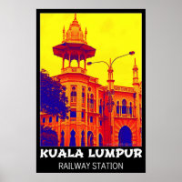 Kuala Lumpur Railway Station Pop Art Poster