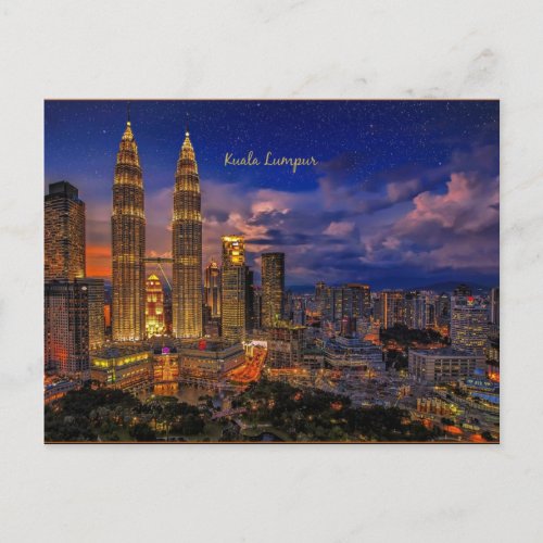 Kuala Lumpur skyline at night Postcard