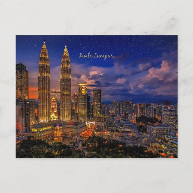 Kuala Lumpur skyline at night Postcard (Front)