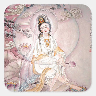 Kuan Yin; Buddhist Goddess Of Compassion Square Sticker