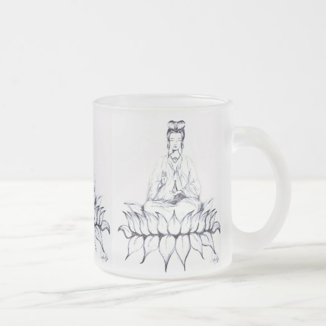 Kuan Yin Frosted Glass Mug (Right)