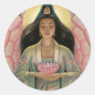 Kuan Yin Goddess of Compassion Classic Round Sticker
