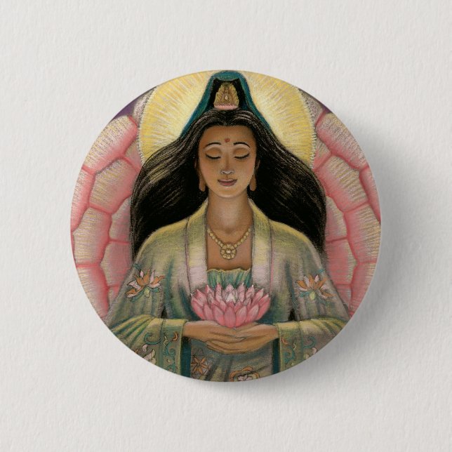 Kuan Yin Goddess of Compassion Pinback Button (Front)