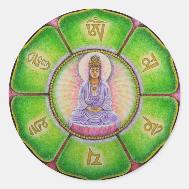 Kuan Yin "Om Mani Padme Hum" Sticker (Front)