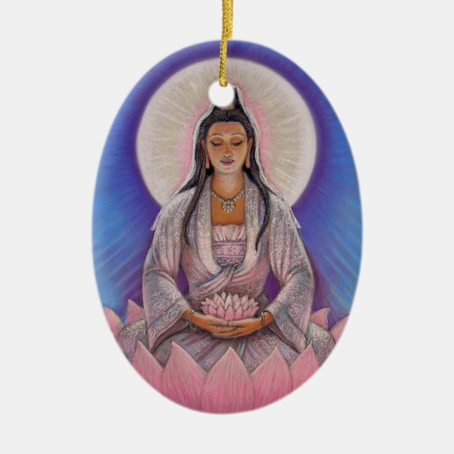 Kuan Yin Oval Christmas Ornament (Front)