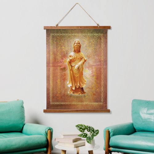 Kuan Yin Wood Topped Wall Tapestry