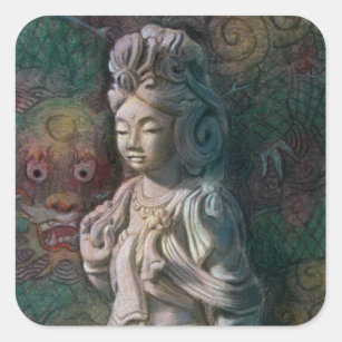 Kuan Yin's Dragon Art Square Sticker