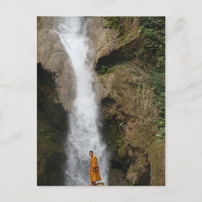Kuang Sii Waterfall Monk Postcard (Front)