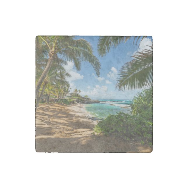 Kuau Cove Beach | Maui, Hawaii Stone Magnet (Front)