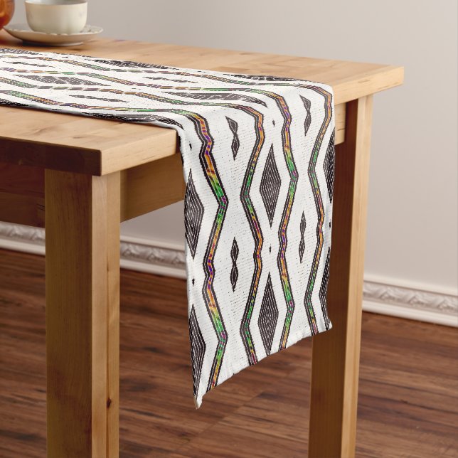 Kuba Cloth Motif Print Table Runner (In Situ)