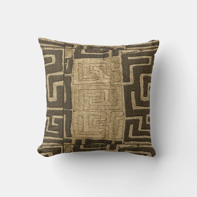 Kuba Cloth  Print Throw Pillow (Front)