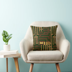 Kuba Cloth Print Throw Pillow