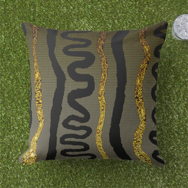 Kuba Cloth Print  Throw Pillow (Grass)