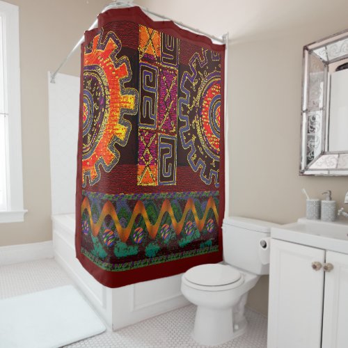 Kuba Cloth Style Graphic Shower Curtain