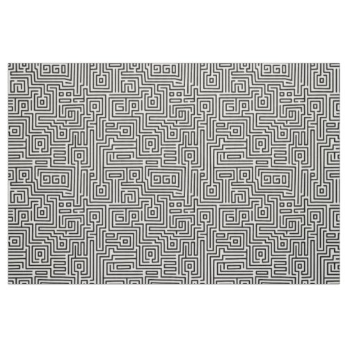 Kuba Maze Style 221019 _ Black on White Fabric
