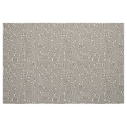 Kuba Maze Style 221019 _ Dark Brown on White Fabric