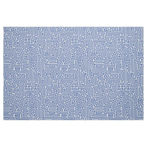 Kuba Maze Style 221019 - Navy on White Fabric