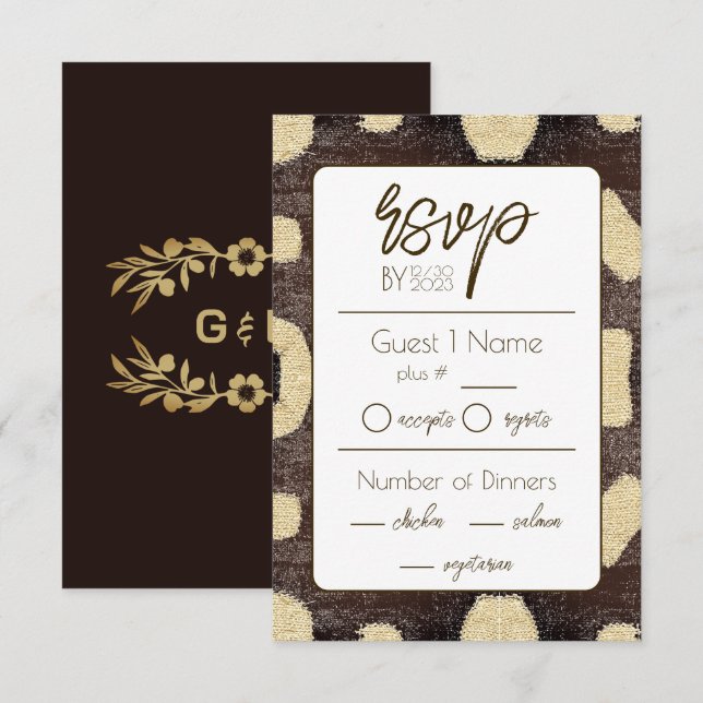 Kuba Mud Cloth Pattern Tribal African Wedding RSVP Card (Front/Back)
