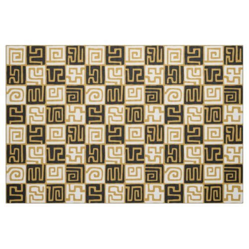 Kuba Style Pattern 071019 02 _ BW on Gold Fabric
