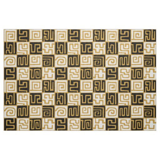 Kuba Style Pattern 071019 (02) - B&W on Gold Fabric