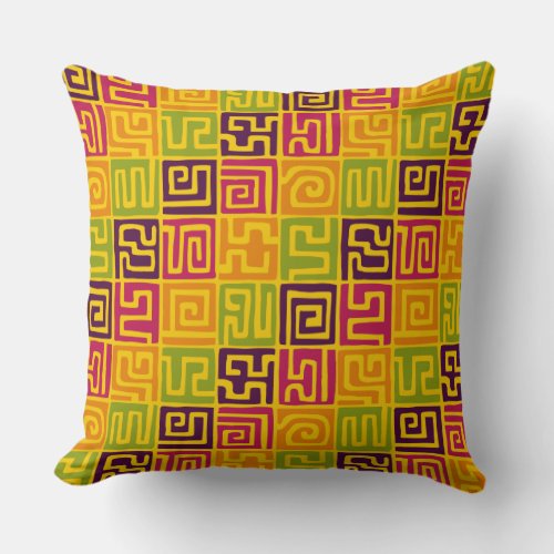 Kuba Style Pattern 071019 _ Colours Throw Pillow