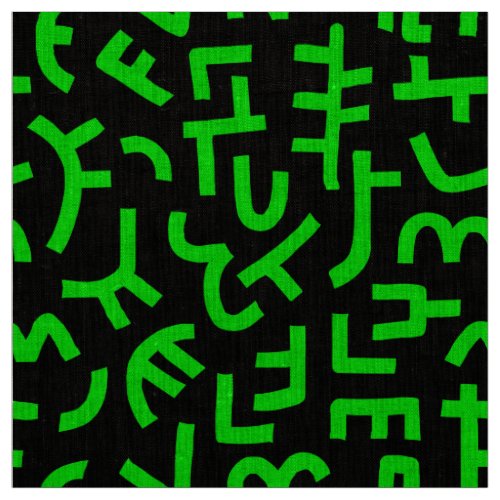 Kuba Style Pattern 121019 _ Green on Black Fabric