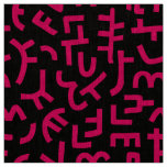 Kuba Style Pattern 121019 - Neon Red on Black Fabric