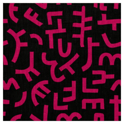 Kuba Style Pattern 121019 - Neon Red on Black Fabric