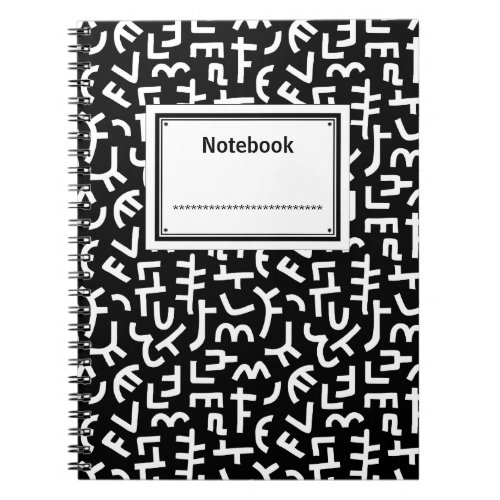Kuba Style Pattern 121019 _ White on Black Notebook