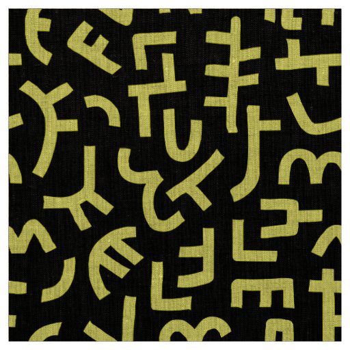 Kuba Style Pattern 121019 - Yellow on Black Fabric