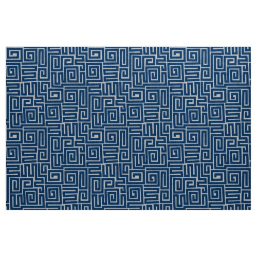 Kuba Style Pattern 280922 _ Shibori Blue on White Fabric