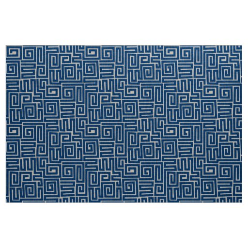 Kuba Style Pattern 280922 - Shibori Blue on White Fabric