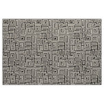 Kuba Style Pattern 280922 - White on Black Fabric