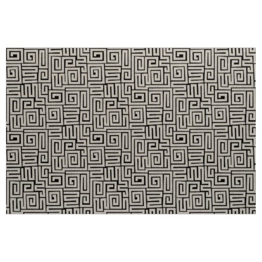 Kuba Style Pattern 280922 - White on Black Fabric