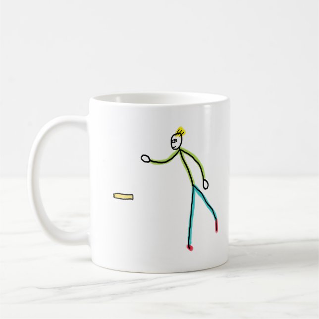 Kubb Playing Stickman Coffee Mug (Left)