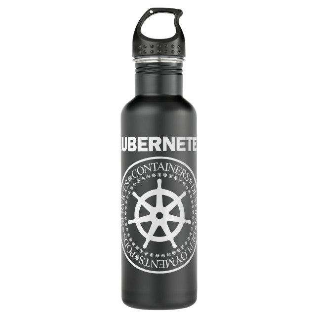 Kubernetes devops programming container docker ser stainless steel water bottle (Front)