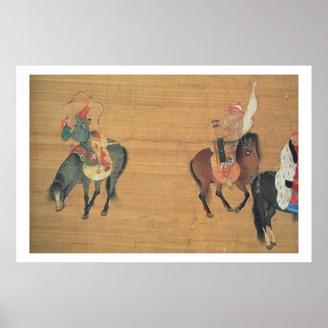 Kublai Khan (1214-94) Hunting (detail), Yuan dynas Poster (Front)